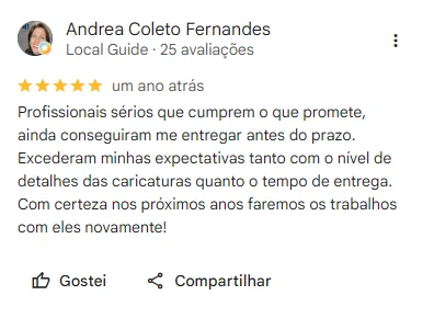 Avaliação de cliente